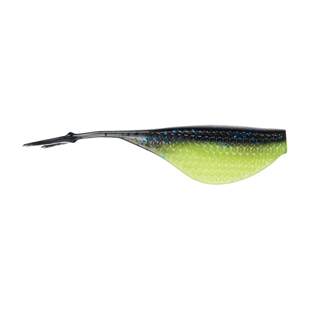 6th Sense Clobber Minnow 2 pouces, petit minnow souple à corps haut et plat, ventre fendu et queue fourchue de type fluke