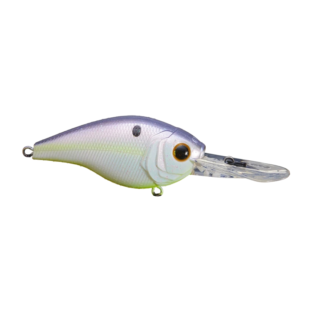 6th Sense Cloud 9 C6, crankbait court et trapu à bavette large et coudée, armé de deux hameçons triples larges d'ouverture