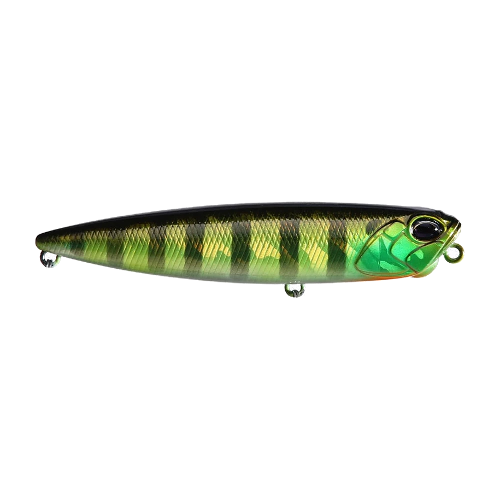 DUO Realis Pencil finition écaillée verte/noire, silhouette de stickbait fine avec deux hameçons triples