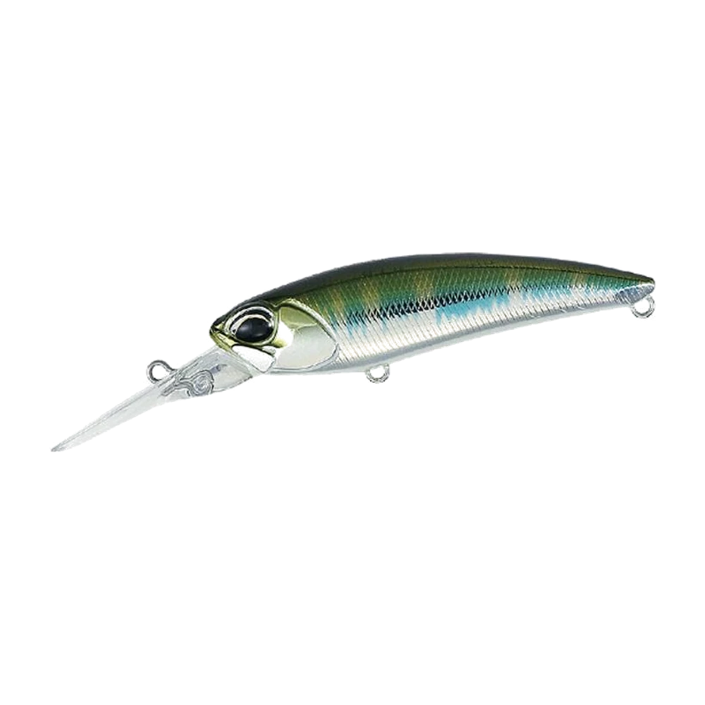 Crankbait DUO Realis Shad 62DR coloris vert/argent translucide, petit corps avec bavette et anneaux