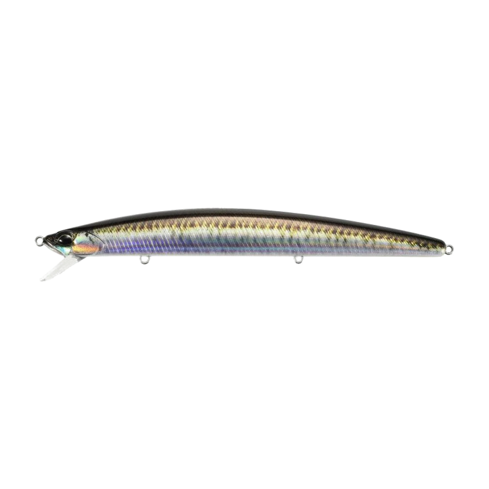 DUO Tide Minnow Slim 140 en finition argentée sardine, vue de profil