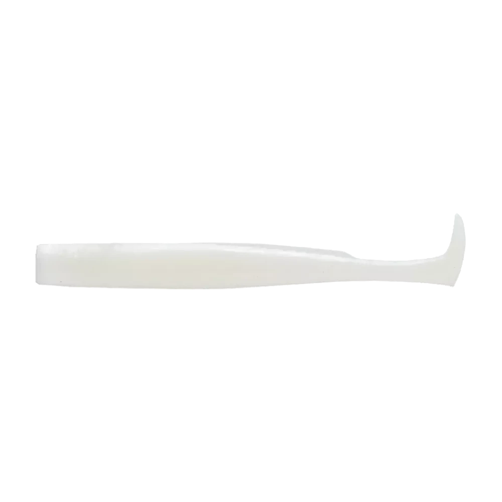 Corps souple Fiiish Crazy Paddle-Tail en coloris blanc nacré, avec sa queue paddle inversée