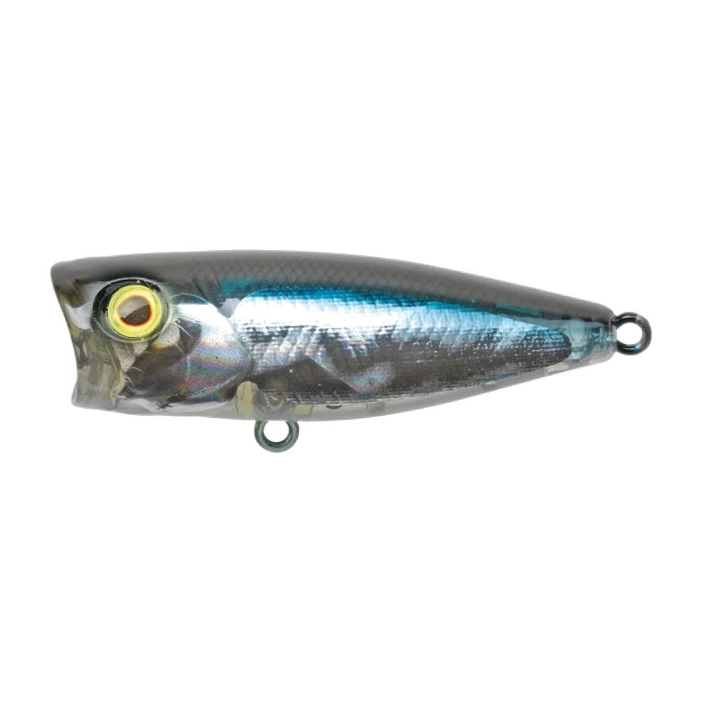 Popper Illex SK-Pop Grande 65 en finition naturelle argentée et dos gris, vue de profil
