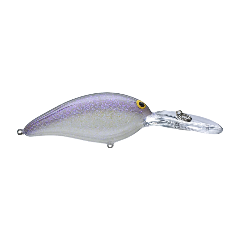 Norman Deep Little N in purple/silver natural shad finish, round angled bill and compact rounded body