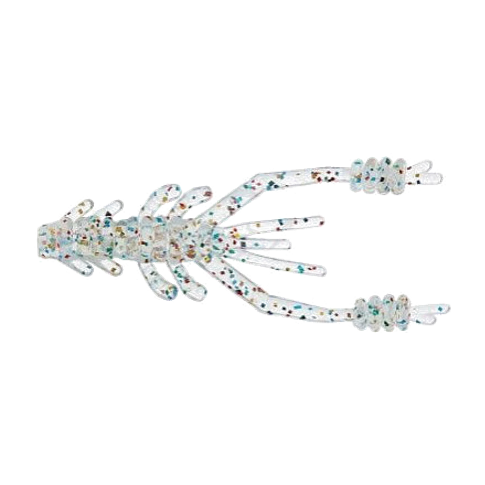 Reins Ring Shrimp 2-inch, translucent multi-glitter body with ringed claws