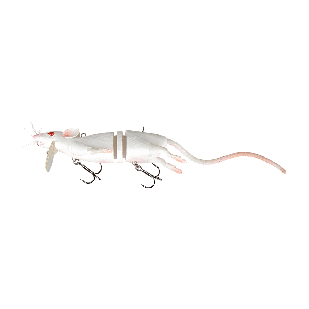Savage Gear 3D Rad 30 cm coloris blanc, leurre rat articulé avec queue tressée