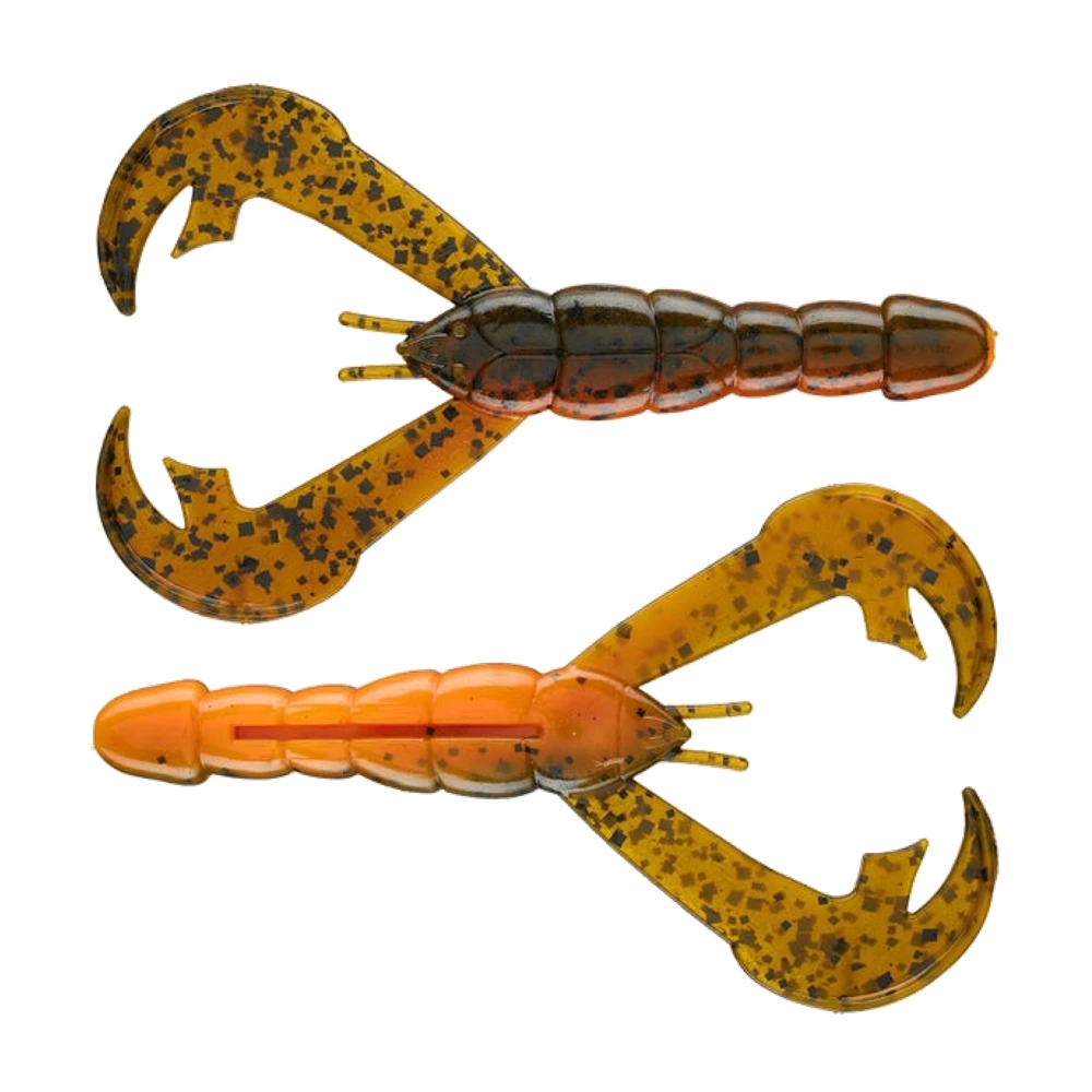 Strike King Rage Craw en deux coloris marron/orange et orange, pinces Rage Tail ondulantes