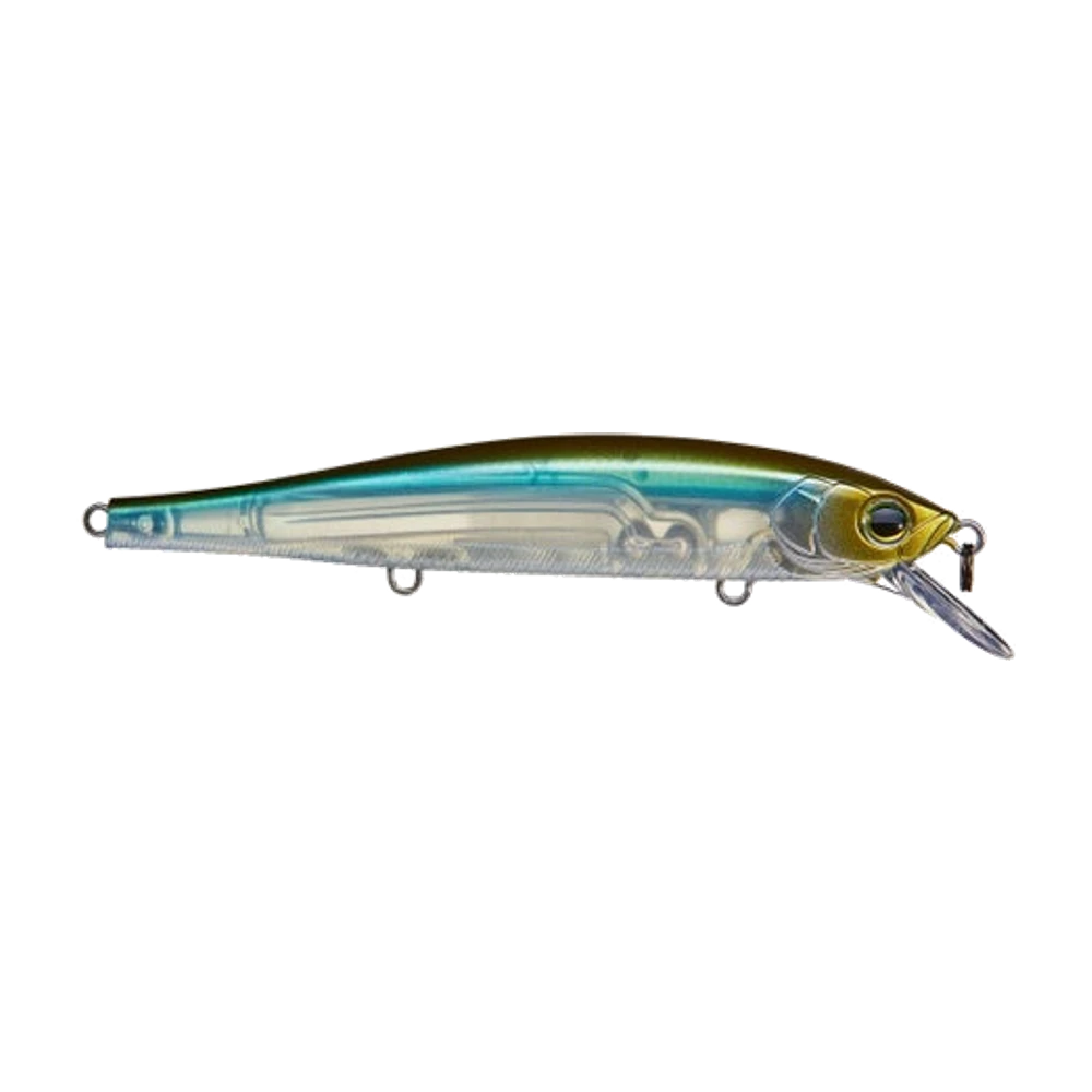 Yo-Zuri 3DB Jerkbait 110 SP, coloris translucide façon ablette, dos bleu-vert et bavette courte suspending
