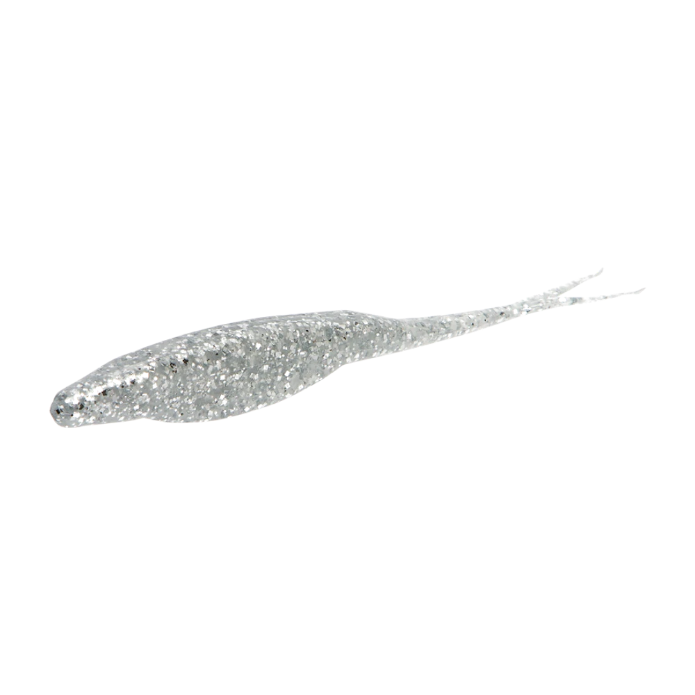 Zoom Super Fluke coloris Chrome, leurre souple weightless à corps plat et queue fourchue
